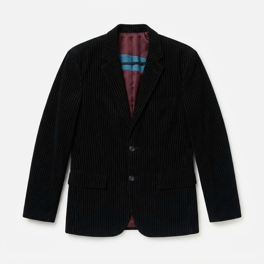Guess Mens Black Wide Wale Corduroy Two Button Blazer Jacket